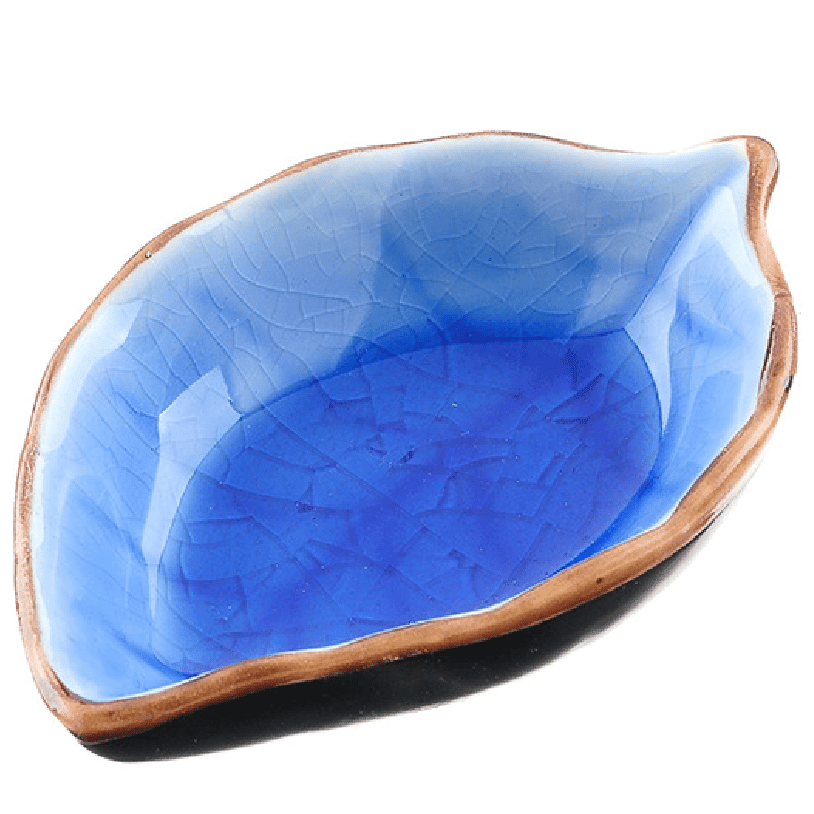 1pc Leaf Shaped Saucer; Handcraft Ceramic Small Plate; Ice Crack Glaze Seasoning Sauce Flavouring Plates; Tableware; Kitchen Supplies; 10.5*7*2.5cm / 4.13*2.76*0.98inch