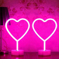 Neon Heart Light LED Neon Signs Night Light Room Decor Heart Shaped Light with Holder Base Table Neon Light for Bedroom Mother's Day Gift