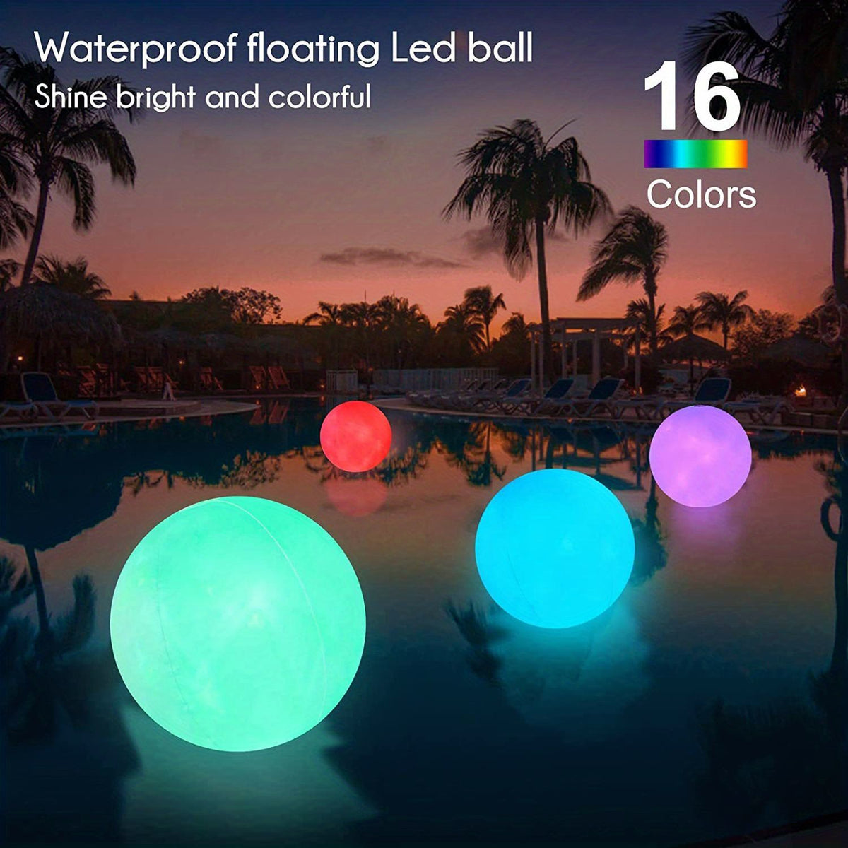 1 Pack, Glow Beach Ball(16"), Waterproof Inflatable Led Beach Ball 16 Colors 4 Light Mode, Pool Toy Glow Ball, Pool Party Decoration Beach Game, Summer Decor, Summer Supplies