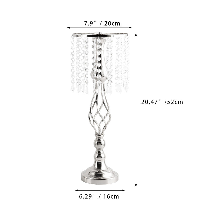 New Luxury Metal Candle Holders with Crystal Flowers Vase Candlestick Table Centerpieces Wedding Table Candle Stand Wedding Prop