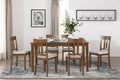 Transitional Styling 7-Piece Pack Dinette Set Cherry Finish Dining Table and 6x Side Chairs Textured Fabric Upholstered Seat Wooden Classic Look Furniture