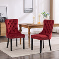 Classic Velvet Dining Chairs, High-end Tufted Solid Wood Contemporary Velvet Upholstered Dining Chair with Wood Legs Nailhead, SET OF 2,Burgundy, Wine Red,SW2001WR