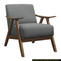 Modern Home Furniture Gray Fabric Upholstered 1pc Accent Chair Walnut Finish Wood Cushion Back and Seat Furniture