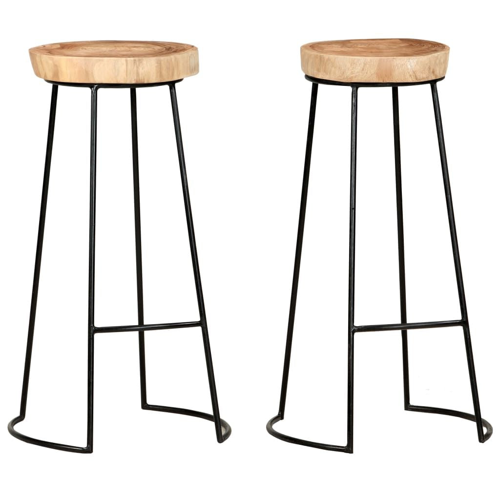 Bar Stool Set of 2 Natural, Black