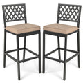 Set of 2 Patio Bar Chairs with Detachable Cushion and Footrest