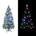 Pre-lit Christmas Tree Green and White 5 ft Fiber Optic
