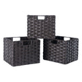 Melanie 3-Pc Foldable Woven Fiber Basket Set; Chocolate
