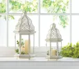 Rustic Small White Lantern with Distressed Finish