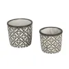 Set of 2 Dark Gray Lattice Cement Flower Pots - Stylish Home Decor for Indoor and Outdoor Use
