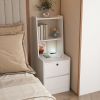 Nightstand with Charging Station, Smart Nightstand with Night Light, Modern Night Stand with Bookshelf
