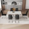 Table and chair set, modern and minimalist dining table. Imitation marble glass sticker desktop, stainless steel legs