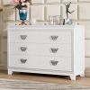 Elegant Dresser with Metal Handle and Sparkling Shiny Decoration, Storage Cabinet with 6 Drawers for Bedroom, Living Room, White
