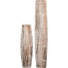 Set of White Washed Tall Oblong Wooden Vases, Large & Small, Brown