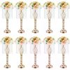 Gold Crystal Wedding Centerpieces 10 Pcs,21.7 Inches for Tables With Metal Chandelier Holder Stand Home Decorations Vase Decor