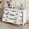 Elegant Dresser with Metal Handle and Sparkling Shiny Decoration, Storage Cabinet with 6 Drawers for Bedroom, Living Room, White
