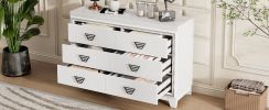 Elegant Dresser with Metal Handle and Sparkling Shiny Decoration, Storage Cabinet with 6 Drawers for Bedroom, Living Room, White
