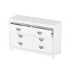 Elegant Dresser with Metal Handle and Sparkling Shiny Decoration, Storage Cabinet with 6 Drawers for Bedroom, Living Room, White