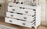 Elegant Dresser with Metal Handle and Sparkling Shiny Decoration, Storage Cabinet with 6 Drawers for Bedroom, Living Room, White