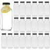 Vintage Water,Glass Drinking Bottles 16oz,Square Beverage 500ml With Lids For Kombucha,Tea,Glass Homemade Drinks, 20Pack