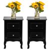 2pcs Country Style Two-Tier Night Tables Large Size Black