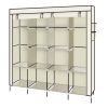 67" Clothes Closet Portable Wardrobe Clothes Storage Rack 12 Shelves 4 Side Pockets Beige