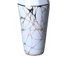 White Ceramic Vase with Gold Organic Accent Design - Elegant and Versatile Home Decor