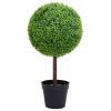 Artificial Boxwood Plant with Pot Ball Shaped Green 28"