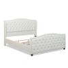 Marcella Upholstered Shelter Headboard Bed Set, King, Antique White Polyester