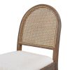 Panama 18.5" Curved Cane Rattan Side Dining Chair, Set of 2, Ivory White Boucle