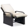 Outdoor Garden Recliner, Automatic Adjustable Wicker Lounge Recliner Chair with Comfy Thicken Cushion, All Weather Aluminum Frame