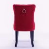 Classic Velvet Dining Chairs, High-end Tufted Solid Wood Contemporary Velvet Upholstered Dining Chair with Wood Legs Nailhead, SET OF 2,Burgundy