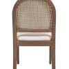 Panama 18.5" Curved Cane Rattan Side Dining Chair, Set of 2, Ivory White Boucle