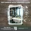 Bathroom Mirror with Lights 36x28 Inch Anti-Fog Shatter-Proof Wall-Mounted with Frontlet & Backlit Fixture Home Freight free