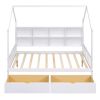 Wooden Full Size House Bed with 2 Drawers,Kids Bed with Storage Shelf, White(Expected Arrival Time: 5.15)