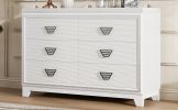 Elegant Dresser with Metal Handle and Sparkling Shiny Decoration, Storage Cabinet with 6 Drawers for Bedroom, Living Room, White
