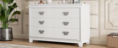 Elegant Dresser with Metal Handle and Sparkling Shiny Decoration, Storage Cabinet with 6 Drawers for Bedroom, Living Room, White