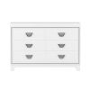 Elegant Dresser with Metal Handle and Sparkling Shiny Decoration, Storage Cabinet with 6 Drawers for Bedroom, Living Room, White