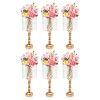 6/10 Pcs Crystal Flower Stand Wedding Centerpieces For Tables Pillar Flower Vase Party Decor