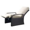Outdoor Garden Recliner, Automatic Adjustable Wicker Lounge Recliner Chair with Comfy Thicken Cushion, All Weather Aluminum Frame