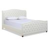Marcella Upholstered Shelter Headboard Bed Set, King, Antique White Polyester