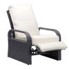 Outdoor Garden Recliner, Automatic Adjustable Wicker Lounge Recliner Chair with Comfy Thicken Cushion, All Weather Aluminum Frame