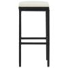 Bar Stools with Cushions 2 pcs Black Poly Rattan