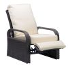 Outdoor Garden Recliner, Automatic Adjustable Wicker Lounge Recliner Chair with Comfy Thicken Cushion, All Weather Aluminum Frame