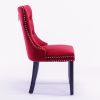 Classic Velvet Dining Chairs, High-end Tufted Solid Wood Contemporary Velvet Upholstered Dining Chair with Wood Legs Nailhead, SET OF 2,Burgundy