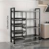 4-layer rolling mesh basket storage rack, universal roller skates for easy cleaning and storage, vegetable basket storage rack, kitchen storage rack