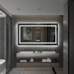 LUVODI Illuminate Large Mirror Bathroom Double Sink Mirror Full Length Dressing Salon Mirror with 3 Color Lights (Color: 120x60cm (48x24inch))