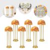 6 Pcs Gold Flower Display Stand Road Lead Centerpiece Vase Decorative Flower Stand for Wedding Decor